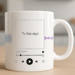 Custom Song and Photo Mug – Personalized Music Gift with Song Name and Artist – Spotify Style Mug for Couples, Friends, or Anniversary