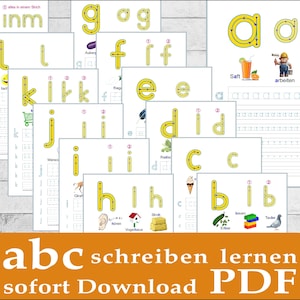 PDF para aprender letras mayúsculas del abecedario, + PDF en blanco y negro GRATIS. Hojas de trabajo imprimibles para preescolar, 26 letras minúsculas, ejercicios escolares de escritura.