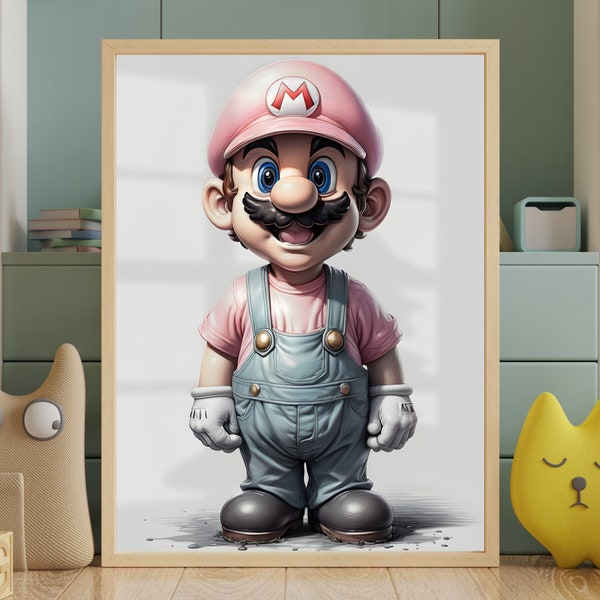 Affiche Mario - Décoration Murale Chambre d'Enfant - Art Imprimable