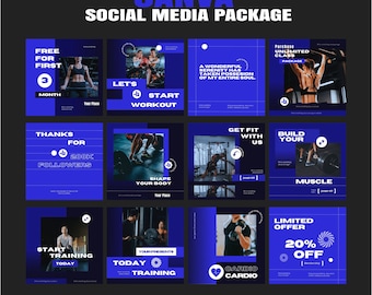 Gym Fitness Instagram Bundle, Social Media Gym Templates Pack, Gym Instagram Template, Post, Personal Trainer, Fitness Coach