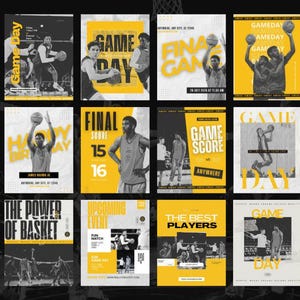 Professional Sports Team Canva Instagram Templates - 12 Graphics - Gameday, Game Score, etc - Football, Rugby, Lacrosse, Basketball