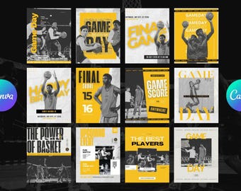 Professional Sports Team Canva Instagram Templates - 12 Graphics - Gameday, Game Score, etc - Football, Rugby, Lacrosse, Basketball