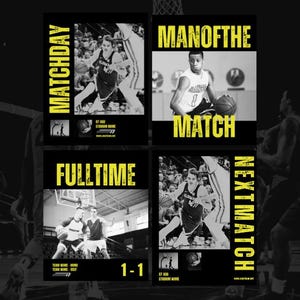 Professional Sports Team Canva Instagram Templates - 4 Graphics - Game day, Player of the match,..., etc , Rugby, Lacrosse, Basketball