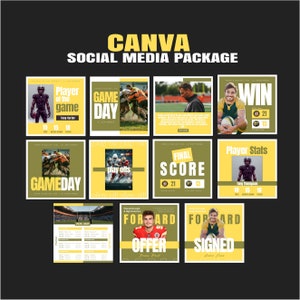 Professional Sports Team Canva Instagram Templates - 11 Graphics - Gameday, Offer, Schedule, etc - Football, Rugby, Lacrosse, Basketball