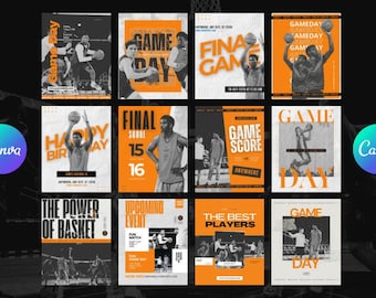 Sportteam Instagram-sjablonen op Canva - 12 afbeeldingen - wedstrijddag, score, ... - American Football, rugby, basketbal