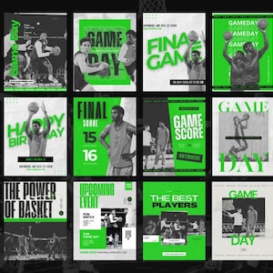 Professional Sports Team Canva Instagram Templates - 12 Graphics - Gameday, Game Score, etc - Football, Rugby, Lacrosse, Basketball