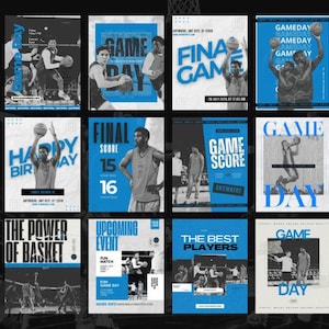 Professional Sports Team Canva Instagram Templates - 12 Graphics - Gameday, Game Score, etc - Football, Rugby, Lacrosse, Basketball