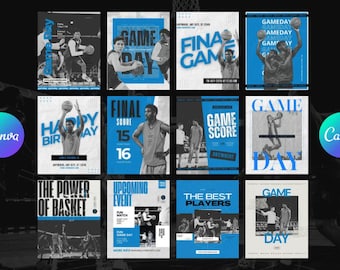 Professional Sports Team Canva Instagram Templates - 12 Graphics - Gameday, Game Score, etc - Football, Rugby, Lacrosse, Basketball