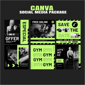 Gym Fitness Instagram Bundle, Social Media Gym Templates Pack, Gym Instagram Template, Post, Personal Trainer, Fitness Coach