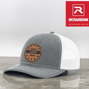 Personalized Leather Patch Hat, Custom Trucker Hat, Richardson or Yupoong Trucker Hats, Laser Engraved Patch with Text, Logo or Artwork