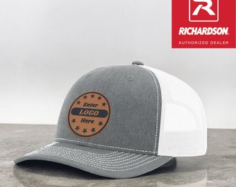 Personalized Leather Patch Trucker Hat: Custom Logo, Text