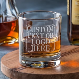 Personalized Whiskey Glass, Sand Carving 2X Better Than Engraving, 10.5oz Premium Etched Glassware, Customized Scotch Glass, Man Cave Glass