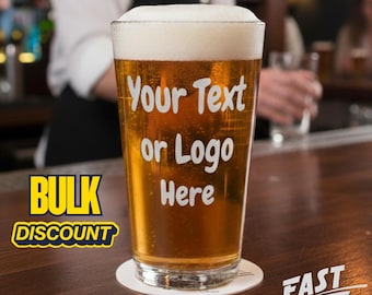 Vaso con logotipo personalizado, logotipo de empresa, logotipo personalizado, vasos de pinta personalizados tallados en arena, vaso de cerveza personalizado con texto personalizado