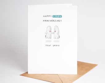 4th Anniversary Card, Linen Milestone, Four Years