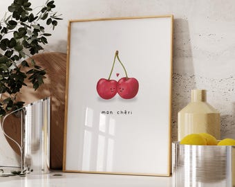 Cute Cherry Print: Mon Chéri - Fruit-themed Wall Art