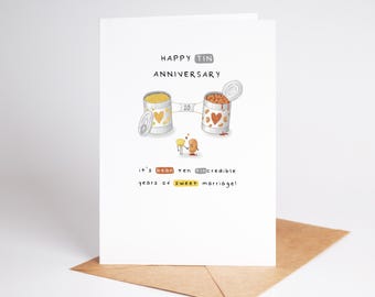 10th Anniversary Card, Tin Milestone: It's Bean Ten Tin-credible Years Of Sweet Marriage