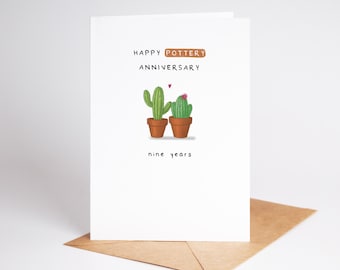 9th Anniversary Card, Pottery Milestone, Nine Years