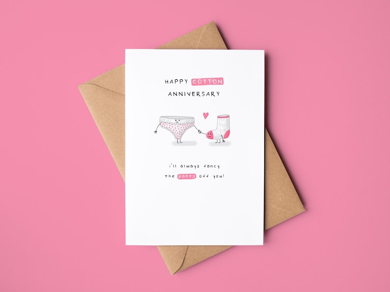 2nd Anniversary Card, Cotton Milestone: I'll Always Fancy The Pants Off You image 4