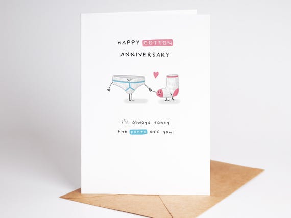 2nd Anniversary Card, Cotton Milestone: I'll Always Fancy The Pants Off You