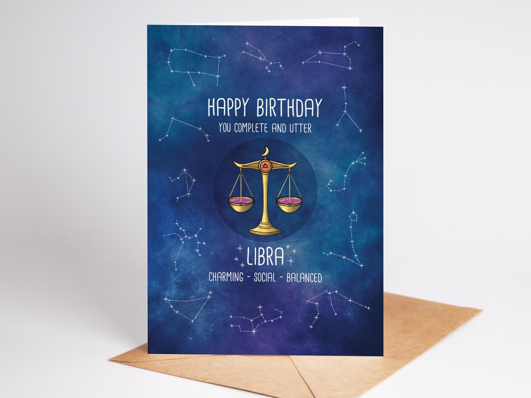 Libra Birthday Card: Zodiac Star Sign for September - October - Etsy