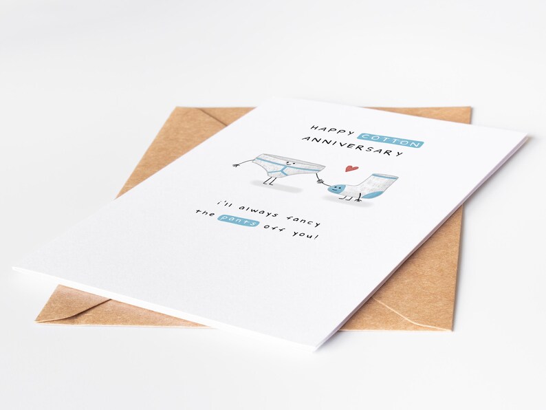 2nd Anniversary Card, Cotton Milestone: I'll Always Fancy The Pants Off You image 5