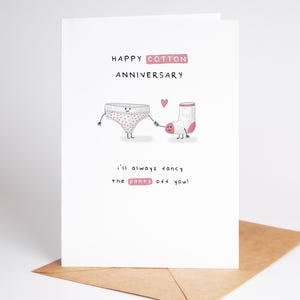 2nd Anniversary Card, Cotton Milestone: I'll Always Fancy The Pants Off You image 1