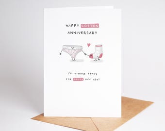 2nd Anniversary Card, Cotton Milestone: I'll Always Fancy The Pants Off You