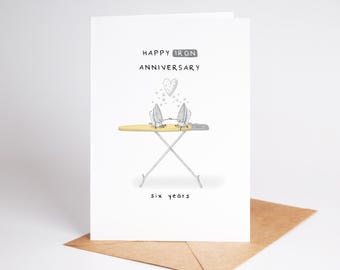 6th Anniversary Card, Iron Milestone, Six Years