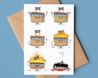 Funny 60th Birthday Card: Up In Flames