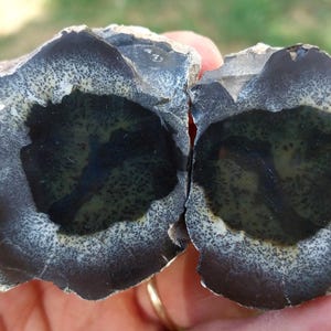 Polished Merlinite Crystal Dendritic Opal Pair