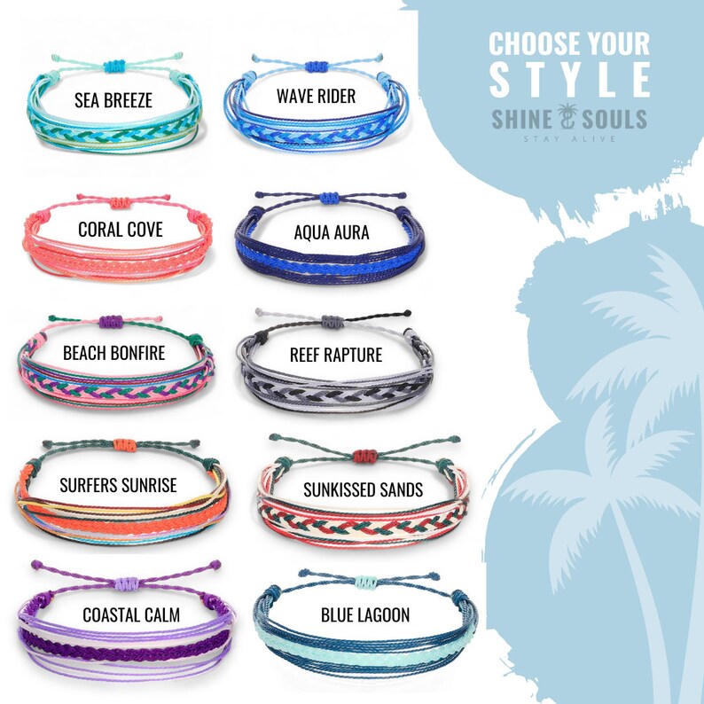 Pulsera Boho Surfer Mujer y Hombre Pulsera surfista hecha a mano Accesorios de playa Joyas para festivales Impermeable ajustable imagen 3