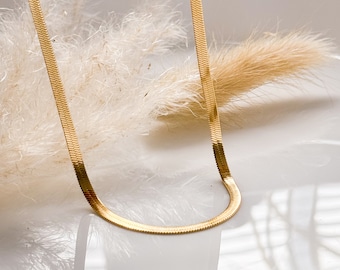 Minimalistische Schlangenkette | Gold Silber Rosé | Halskette Schlangen Design 3mm | Choker Halskette Damen | Gliederkette Geschenk für Sie