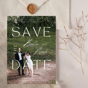 Canva Happily Ever After Party Invite, Photo Reception Party Invitation Template Instant Download, Save The Date Card, Save The Date Invit
