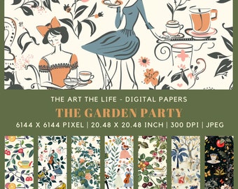 The Garden Party Seamless Pattern - Digital Paper - Crafting, Scraping, Junk Journal