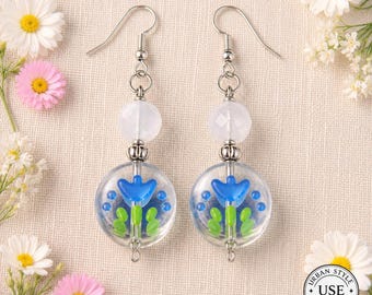 Beach Jewelry Ocean Tide Glow Earrings – Dangle Earrings, Cloud Sky Jewelry, Sunset Dream Earrings, Gift for Her, Lightweight Dangles