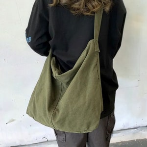 Large Canvas Crossbody Bags | Women's Shoulder Bag | Cotton Cloth School Bag | Students Handbags | Canvas Bags | Gift For Her | Ladies Bag