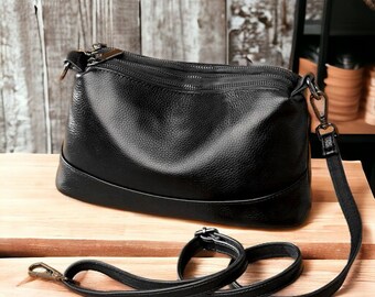 Genuine Leather Ladies Bag | Cowhide Shoulder Bag | Casual Messenger Bag | Leather Bag | Women's Crossbody Bag | Perfect gift for Mother