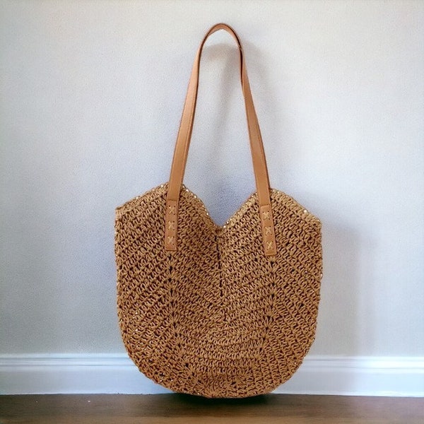 Summer Straw Bags | Love Heart-shaped Straw Shoulder Bags | Rattan Woven Top Handle Bag | Travel Beach Bag | Shopping Bag | Bohemian Bag