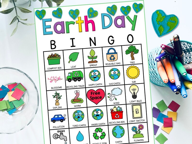 Earth Day Bingo Game for Kids, 30 Printable Bingo Cards, Earth Day Game ...