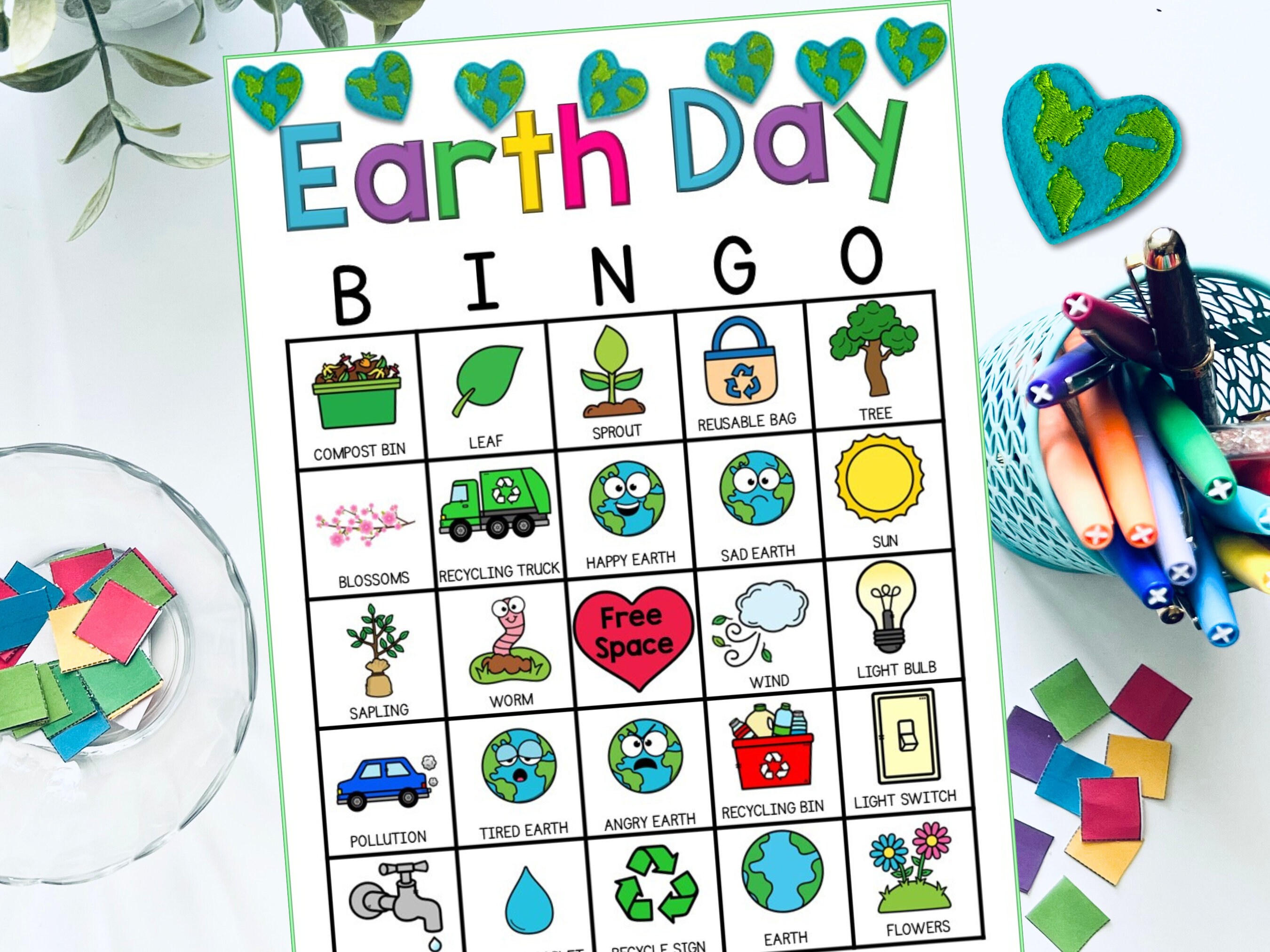 Earth Day Bingo Game for Kids, 30 Printable Bingo Cards, Earth Day Game ...