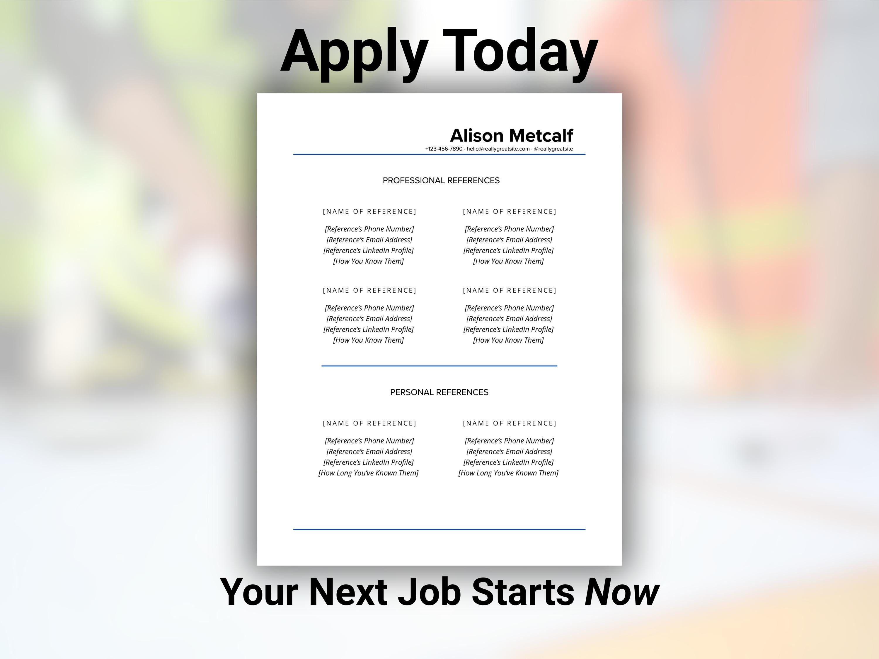 Professional Reference List Template | Construction Project Manager ...