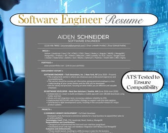 ATS-Friendly Software Engineer Resume Template | Editable Tech CV