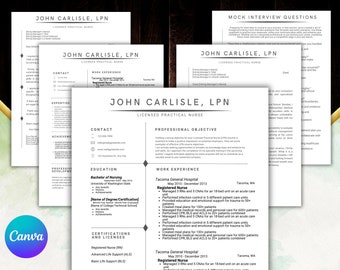 Ultimate LPN Resume Kit Nurse Specific Templates and Interview Guide Editable in Canva for Medical Professionals Thoughtful Nurse Grad Gift