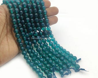 Neon Blue Crystal Glass Faceted Beads, 12 Inch Strand for Boho Jewelry Making Supplies