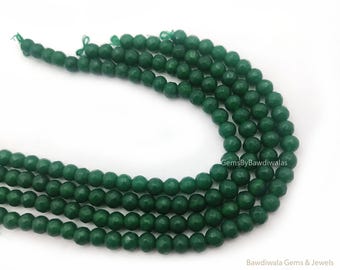 Dark Green Crystal Glass Bead | 8mm Faceted Round Glass Beads 12 Inch Strand for Jewelry Making Supplies