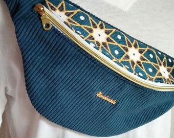 Sac Banane Velours Côtelé Noir - Sac Ceinture Multifonction Réglable Avec Porte-Clé Mignon