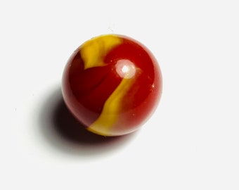 Red and yellow glass marble standard 5/8” vintage marble