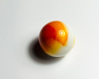 White orange and yellow glass marble standard 5/8” vintage marble