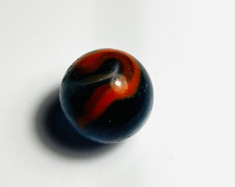 Black red and blue glass marble standard 5/8” vintage marble