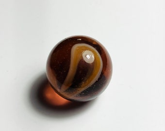 Two tone brown glass marble standard 5/8” vintage marble